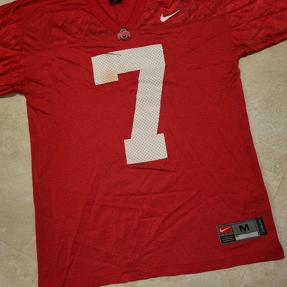 VTG NIKE Ohio State Buckeyes Mens M Medium Red #7 NCAA Football Jersey - Picture 2 of 16